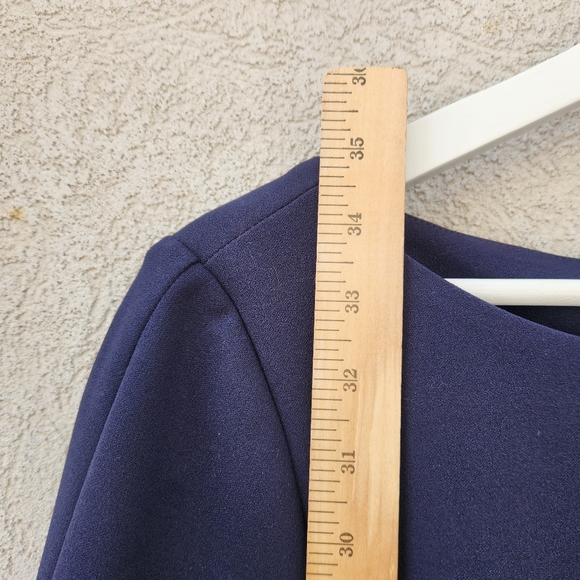 KARL LAGERFELD Women's Crepe Dress Size 10 Petite Navy Tulip Bell Sleeve - Picture 7 of 10